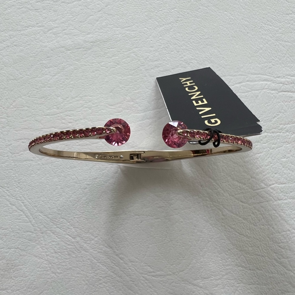 Givenchy Gold-tone and Rose Crystal Cuff  Bracelet